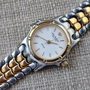 Vintage Jules Jurgenson Women Wristwatch Analog Quartz Silver/Gold Tone Watch